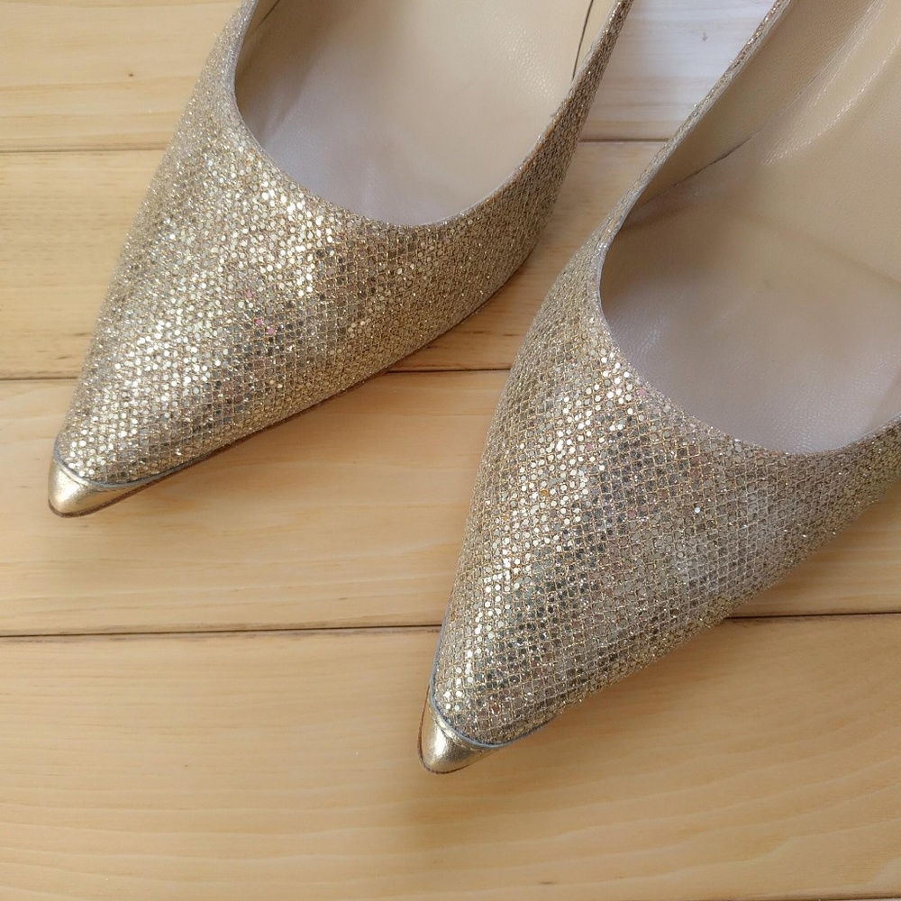 ⛔SOLD⛔ Jimmy Choo Gold Glitter Wedding Abel Pump - Picture 4 of 6